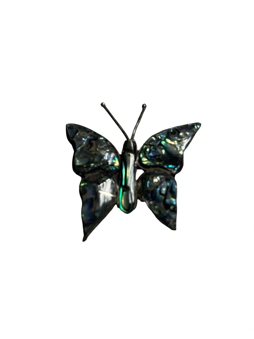 Vtg Signed SJB Taxco Mexico 925 Sterling Silvr Abalone Butterfly Brooch Pin 5.8g
